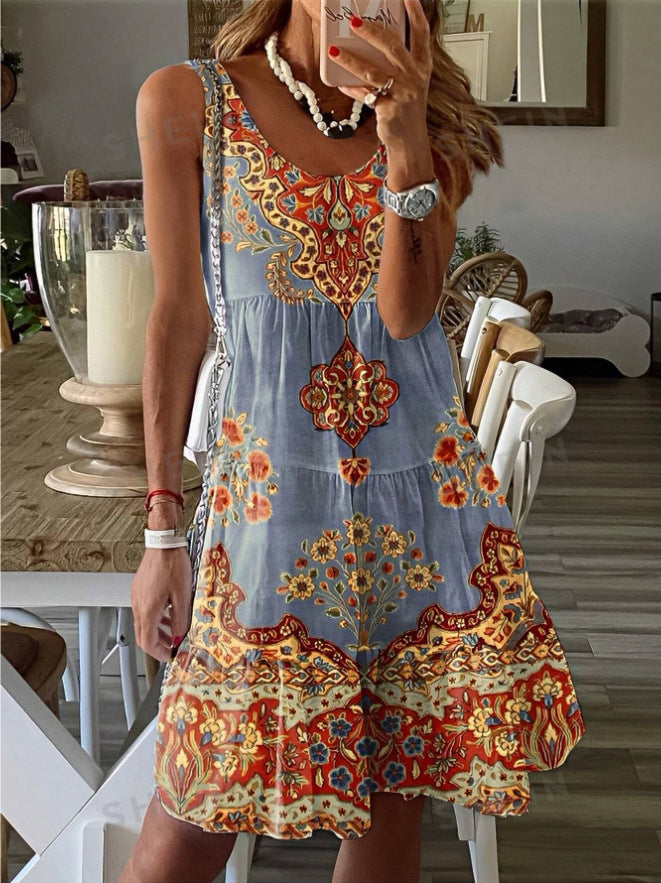 Women's Summer Floral Print Sleeveless Dress