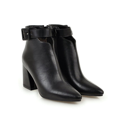 British Pointed Toe High Heel Women's Boots with Zipper