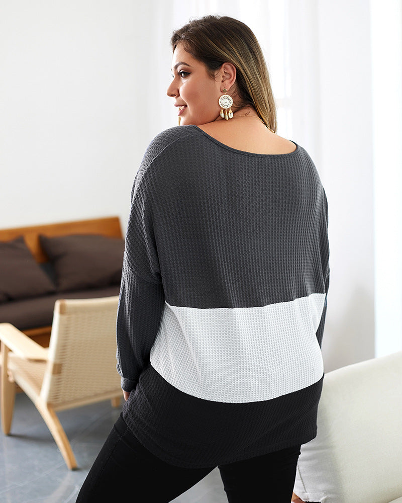 Plus Size Women's Knitted Sweater with Long Sleeves