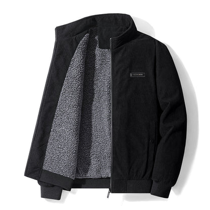 Men's Thickened Corduroy Lamb Coat - Plus Size Winter Jacket