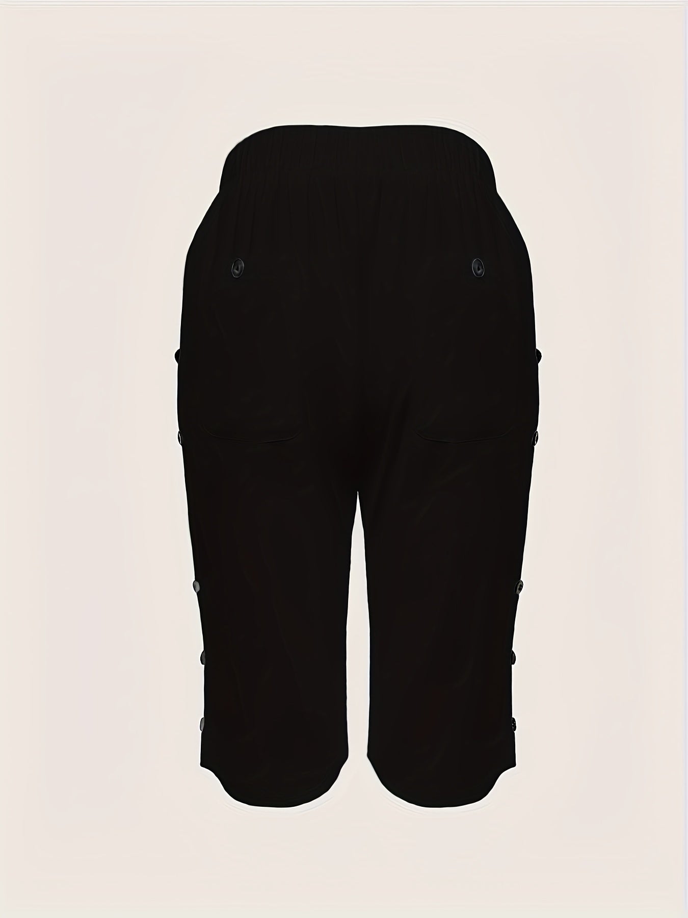 Plus Size Women's Casual Button Pants with Pockets