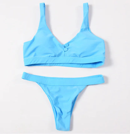 Sexy Low-Waist Solid Color Women's Bikini Set