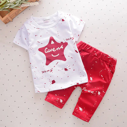 Boys' Summer Two-Piece Outfit with Star Print