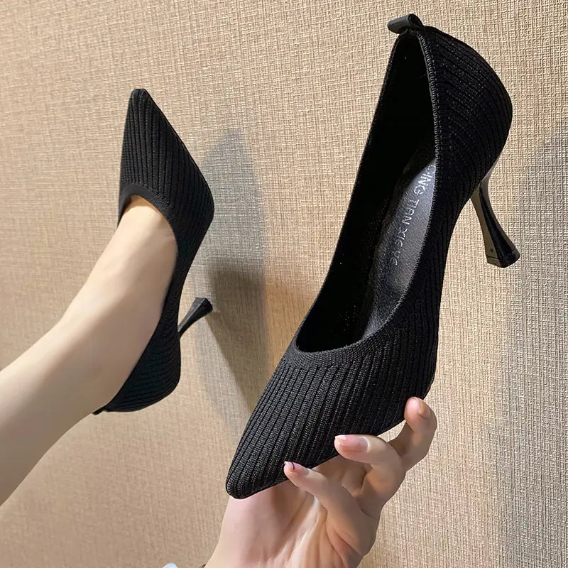 Summer Style Women's Pointed Toe Knitted Heels - Trendy Attic Store01