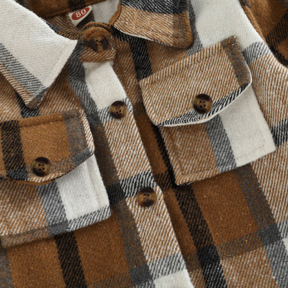 Plaid Shirt Jacket for Baby Girls - Long Sleeve Cardigan