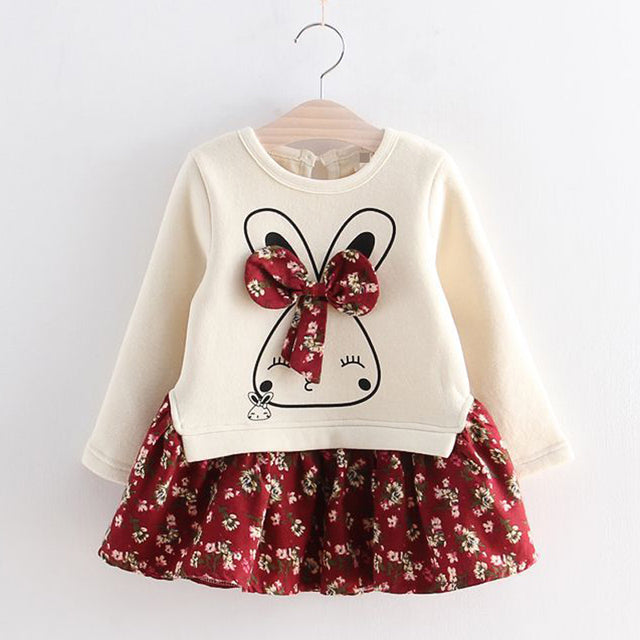 Girls' Autumn Winter Animal Print Party Dress
