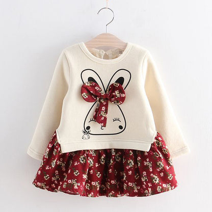 Girls' Autumn Winter Animal Print Party Dress