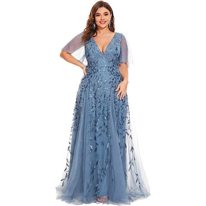 Plus Size Women's Sequined Fishtail Dress