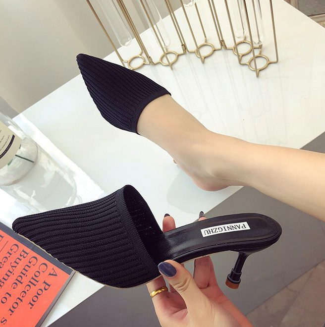 Pointed Toe Knitted High Heels and Sandals