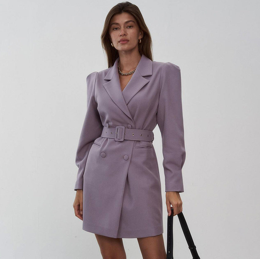 French Style Business Suit with Elegant Waist Design
