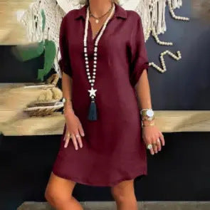 New Nordic Style Cotton Short Sleeve Shirt Dress