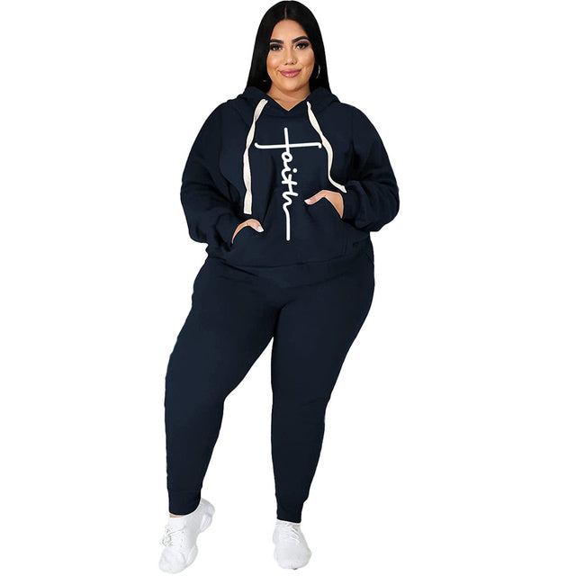 Trendy Plus Size Women's 2-Piece Tracksuit Set