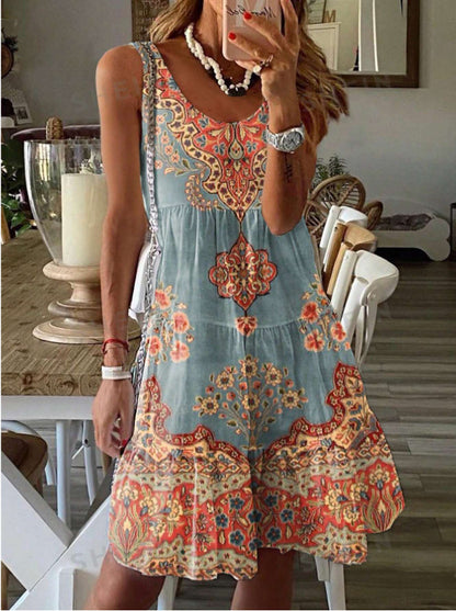 Women's Summer Floral Print Sleeveless Dress