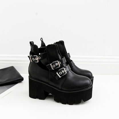 Lace-Up Platform Boots with Thick Heels