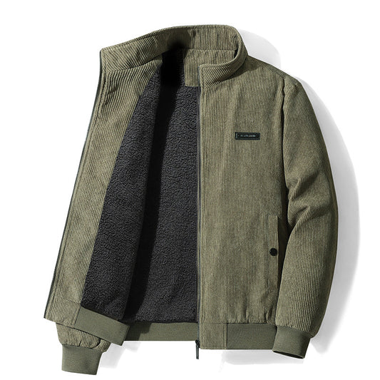 Men's Thickened Corduroy Lamb Coat - Plus Size Winter Jacket