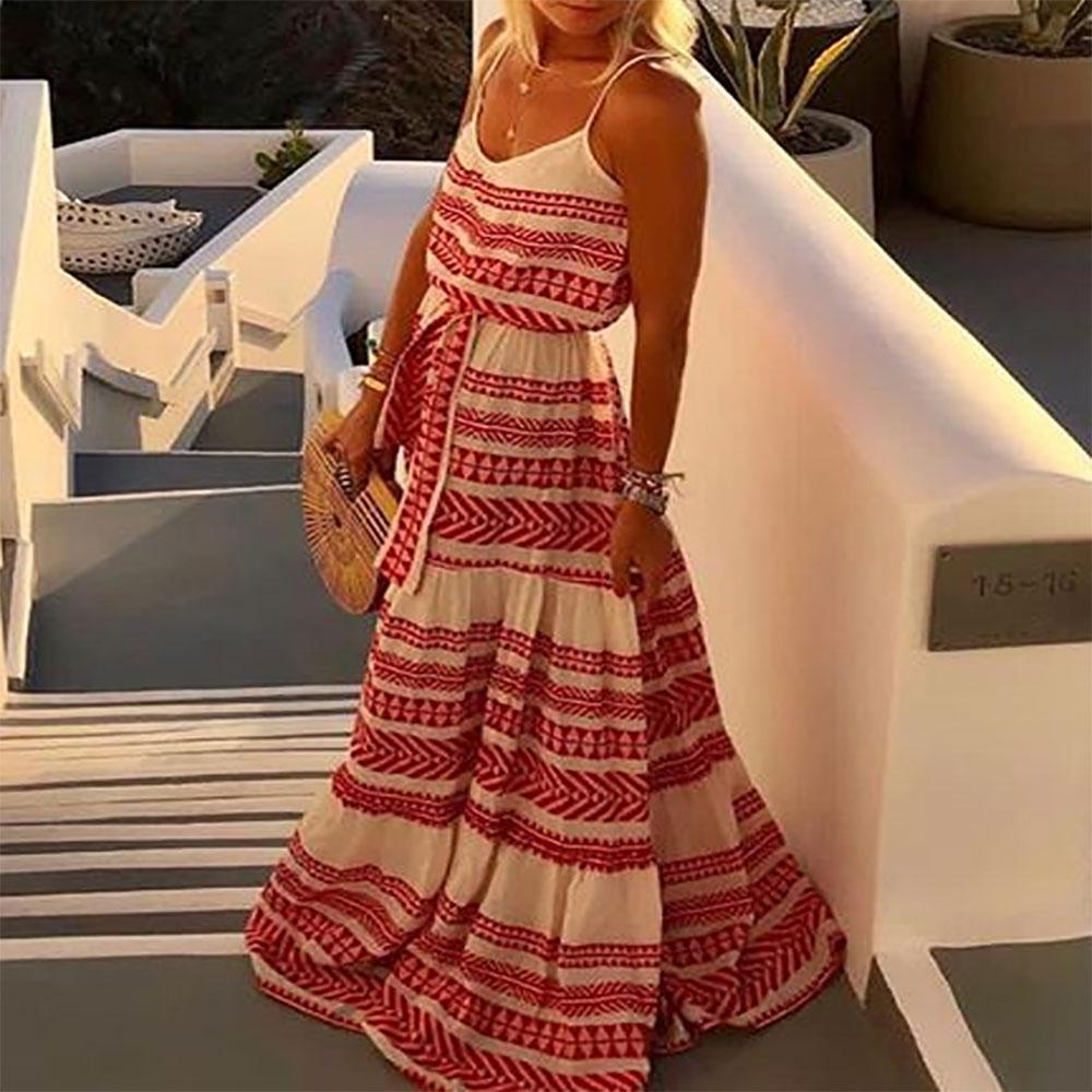 New Plus Size Bohemian Deep V Neck Dress