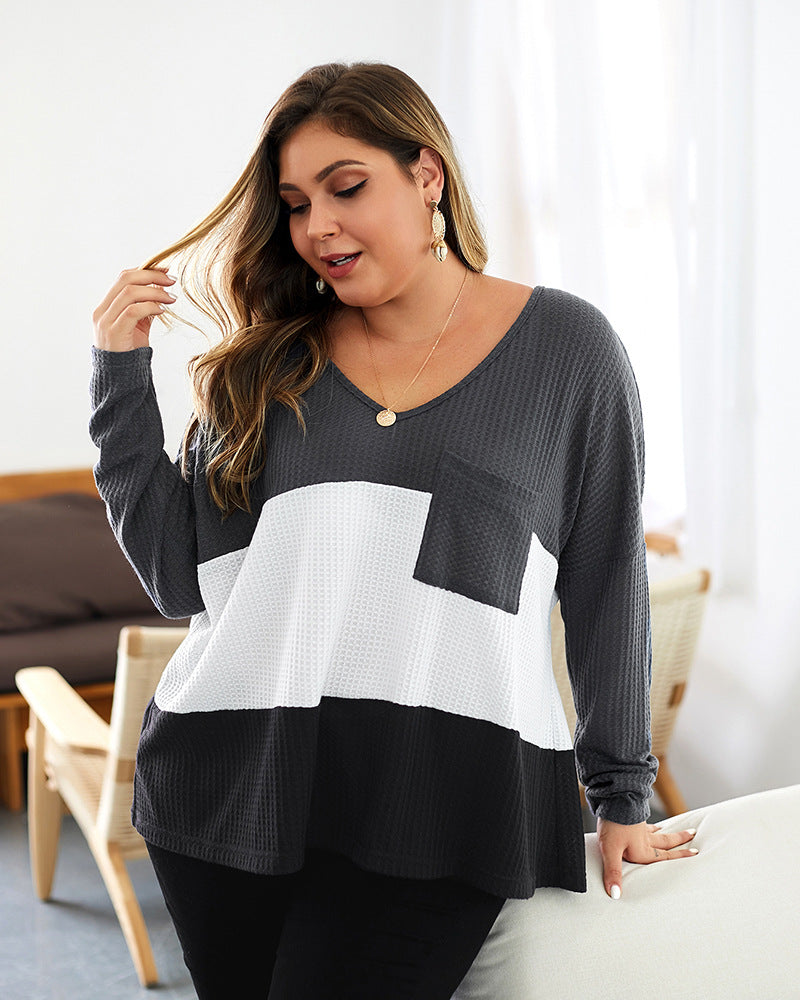 Plus Size Women's Knitted Sweater with Long Sleeves