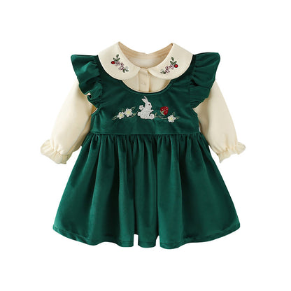 Winter New Girls' Velvet Dress for Kids