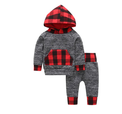 Floral Hooded Two-Piece Set for Baby Girls