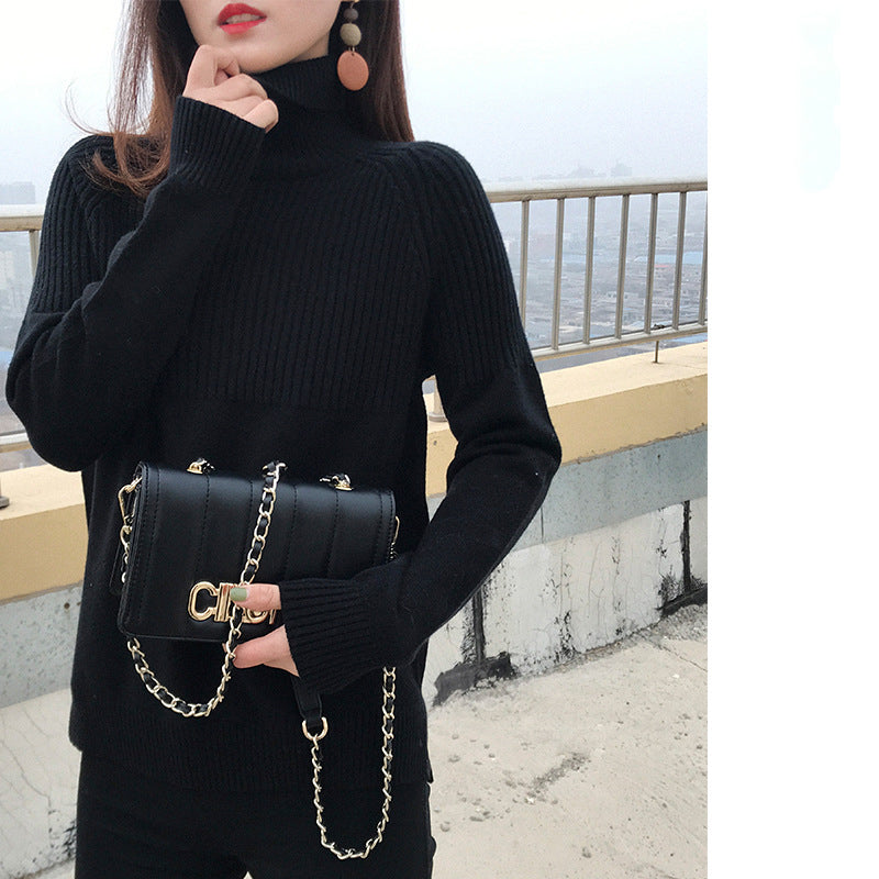 Plus Size Women's High Neck Loose Knit Sweater
