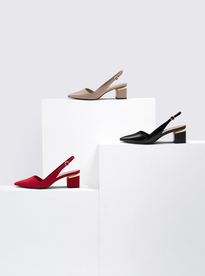 Spring Women's Pointed Toe High-Heeled Slingbacks