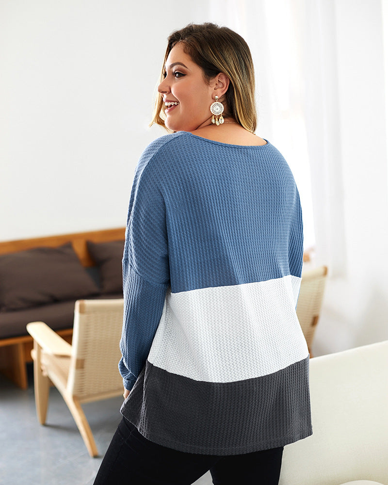 Plus Size Women's Knitted Sweater with Long Sleeves