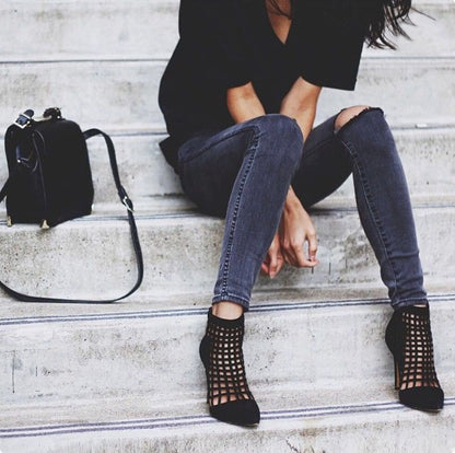 Cutout Sandals and Pointed High Heels