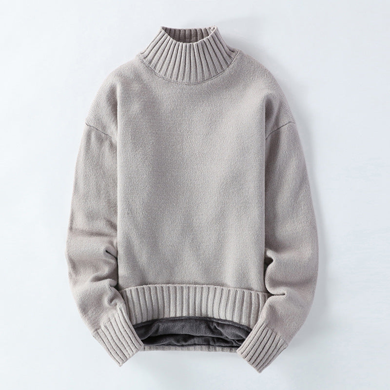 Men's High Neck Plus Fleece Padded Sweater