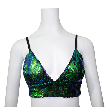 Colorful Sequin Strapless Bra and Bikini Set