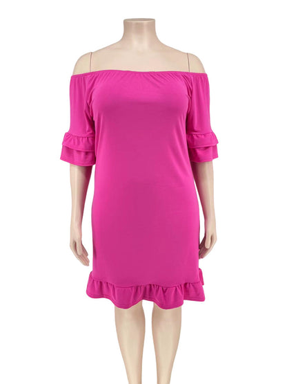 Elegant Plus Size Off Shoulder Midi Dress for Women