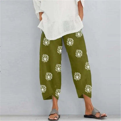 Plus Size Women's Dandelion Print Wide Leg Pants