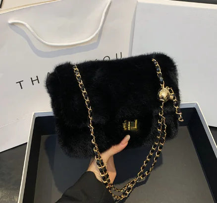 Bolso de hombro cruzado de felpa a la moda