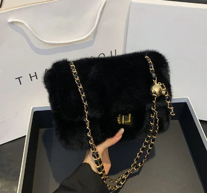 Bolso de hombro cruzado de felpa a la moda