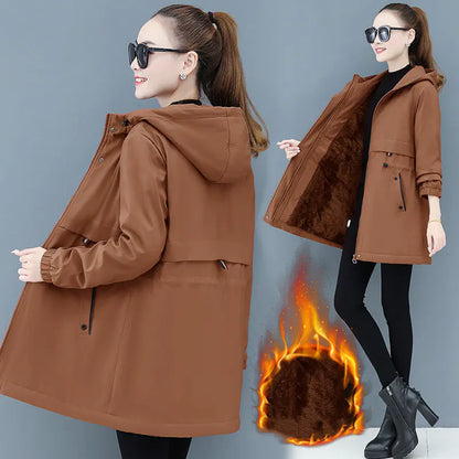 Plus Size Women's Autumn Winter Long Coat for Moms