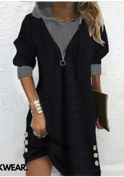 Blusa de mujer de manga larga y cuello redondo con retazos