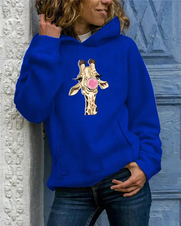 Solid Color Printed Round Neck Women's Sweater - Trendy Attic Store01