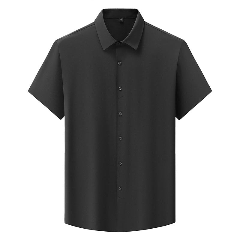 Plus Size Men's Short Sleeve Shirt in Ice Silk Fabric