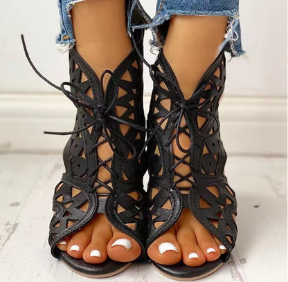 Ethnic Style Cutout Flat Sandals for Women
