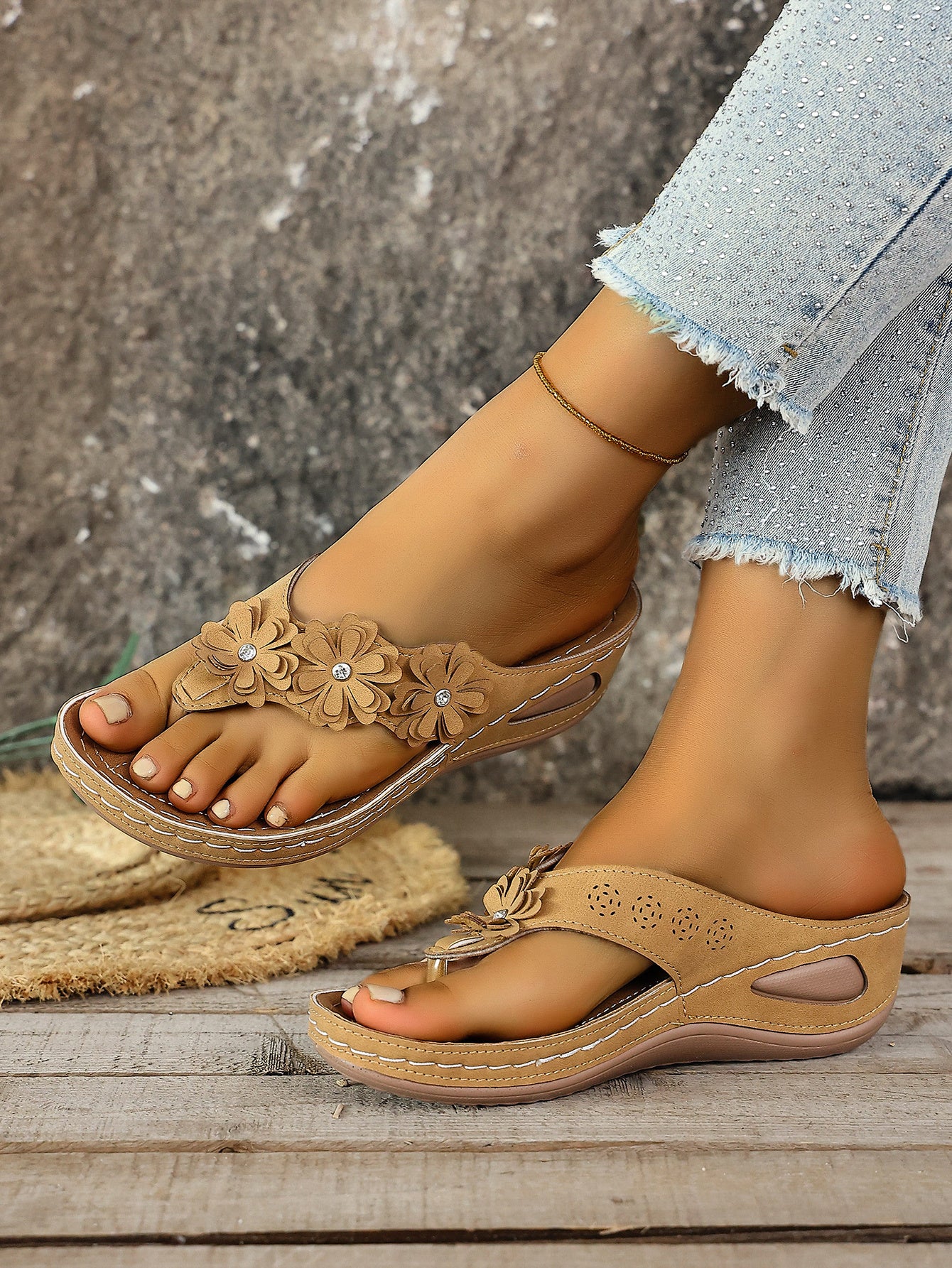 Floral Platform Flip-Flops for Women