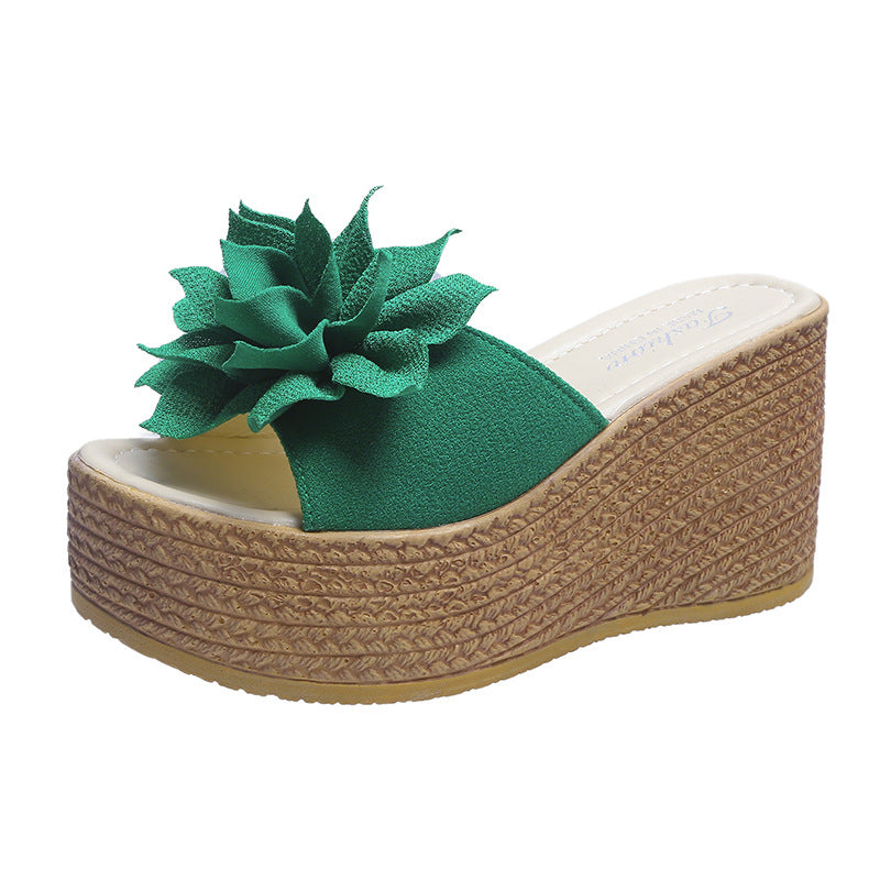 Women's Retro Flower Wedge Platform Sandals & Slippers