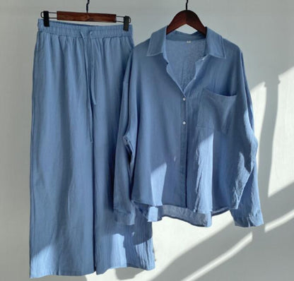 Seattle Linen Set with High-Waisted Loose Pants