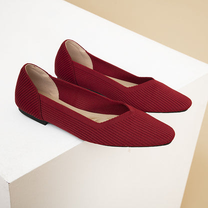 Knitted Flat Shoes with Soft Sole for Women
