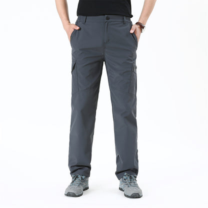 All Seasons Men's Solid Cargo Pants for Outdoor Use