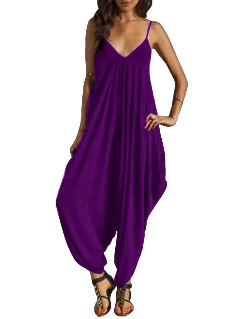 Plus Size Women's Deep V Neck Sexy Jumpsuit