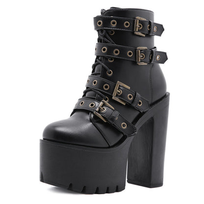 Black Ankle Boots for Women with Zipper and High Heels