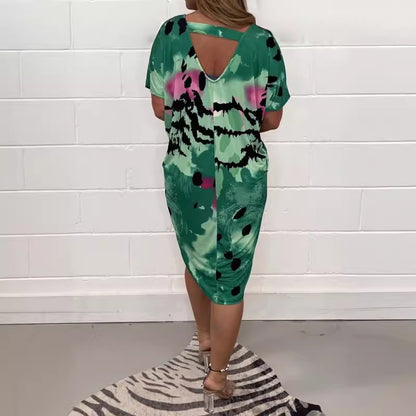 Summer Plus Size Floral Casual Dress for Women