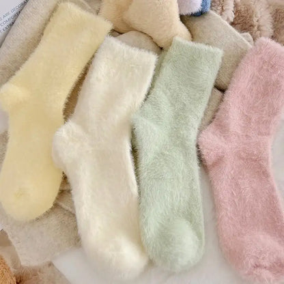 Mink Fur Thick Fleece-lined Mid-calf Length Socks