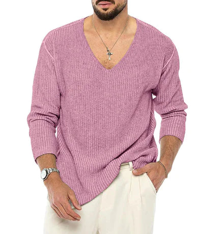 Men's Long Sleeve V-Neck Independent Sweater
