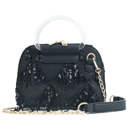 Fashionable Women's Chain Shoulder Bag with Tassels