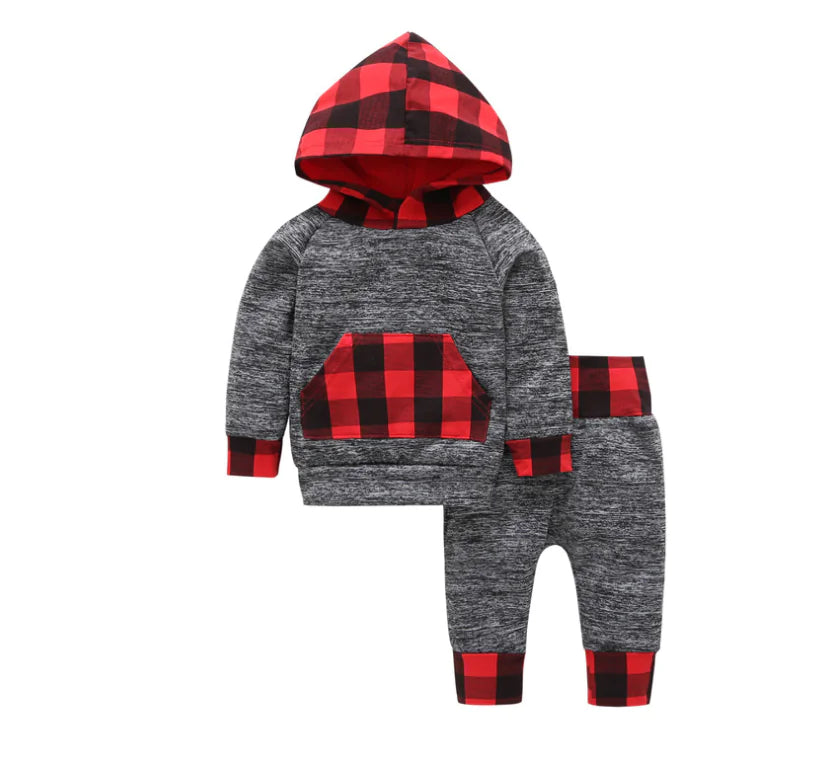 Floral Hooded Two-Piece Set for Baby Girls